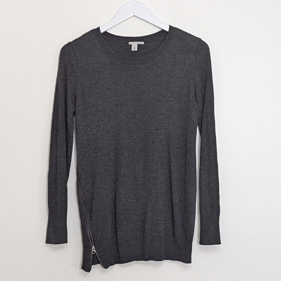 Halogen Sweater Women's Medium Gray Side Zip - Picture 1 of 9